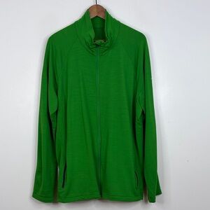 Icebreaker Jacket Mens XXL Green Merino Wool Long Sleeve Full Zip Mid Layer